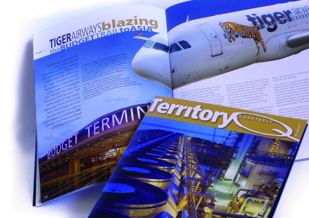 The inaugural cover and a spread from Territory Q magazine, issue 1.