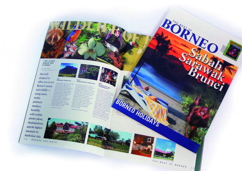 Travel brochure pitching the island of Borneo to Australians as a holiday destination.